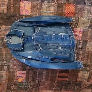 NO BOUNDRIES, DISTRESSED DENIM JACKET